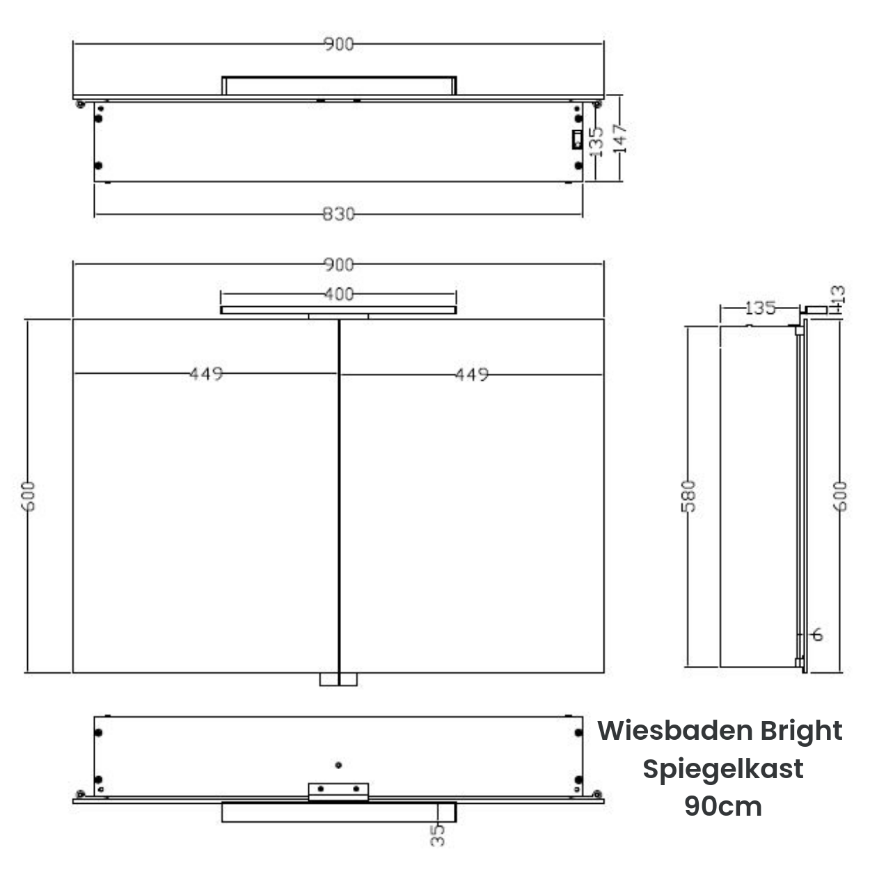 Wiesbaden Bright Spiegelkast met Led verlichting